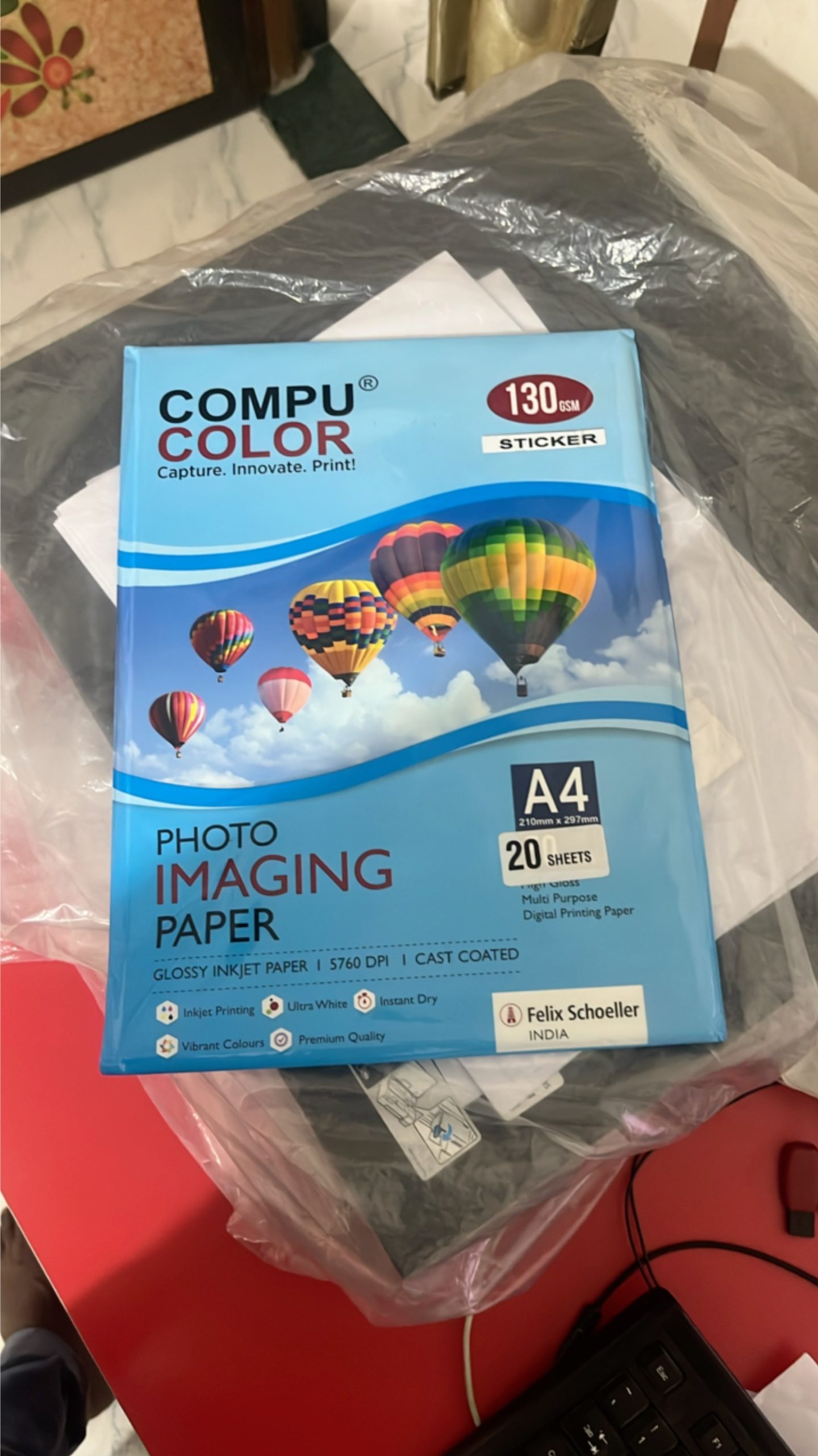 Compu Color A4 Photo Imaging Paper, 20 Sheets, GSM: 130 GSM (Sticker) 6